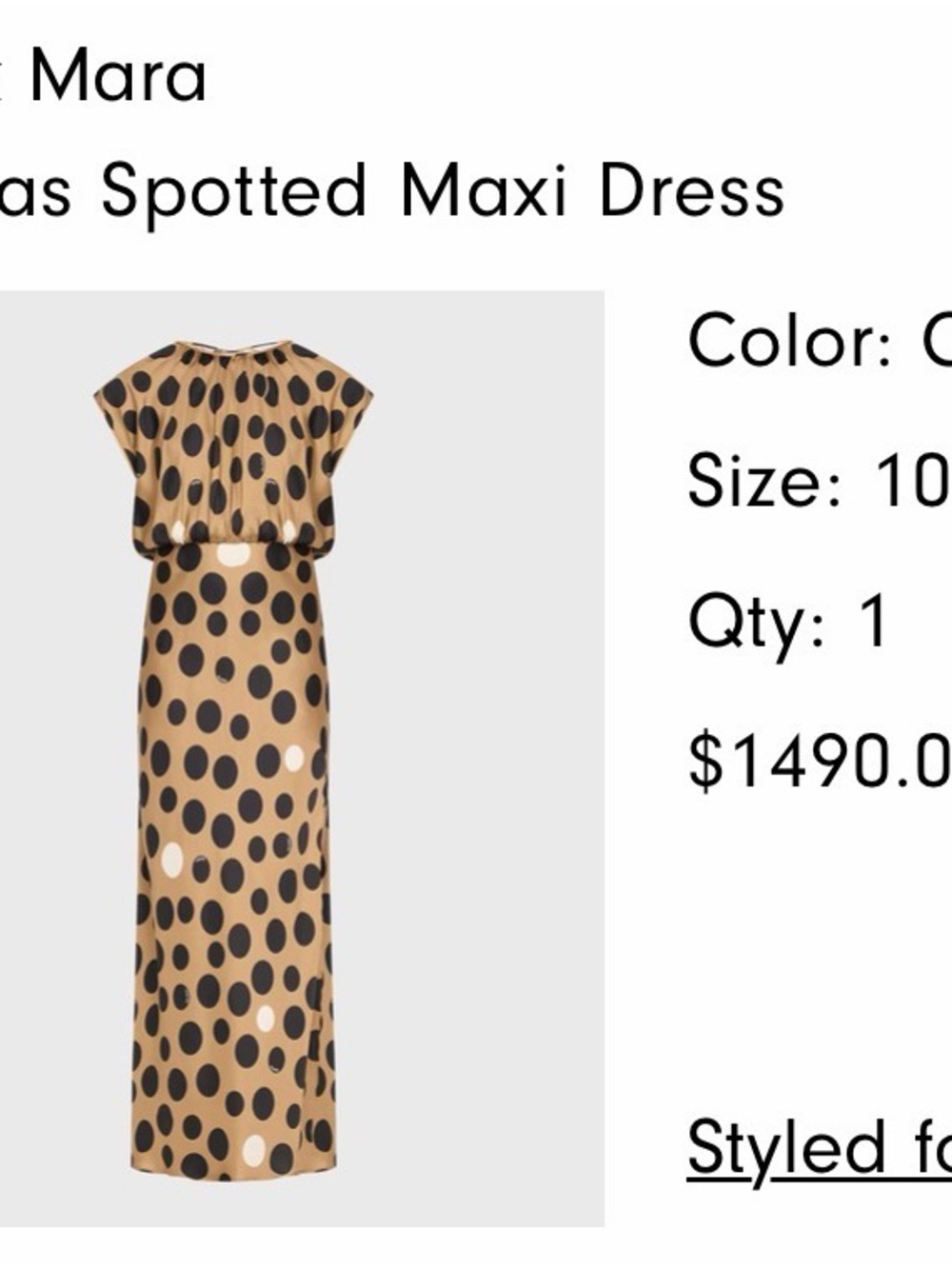 MaxMara Tan Maxi Dress with Black Polka Dots